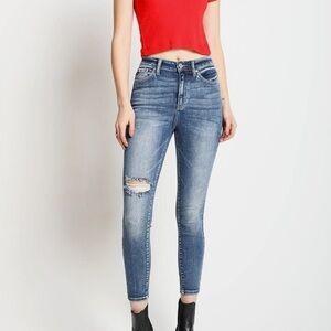 KanCan High Rise Ankle Skinny Jeans Distressed Medium Blue Wash Size 25 Women’s